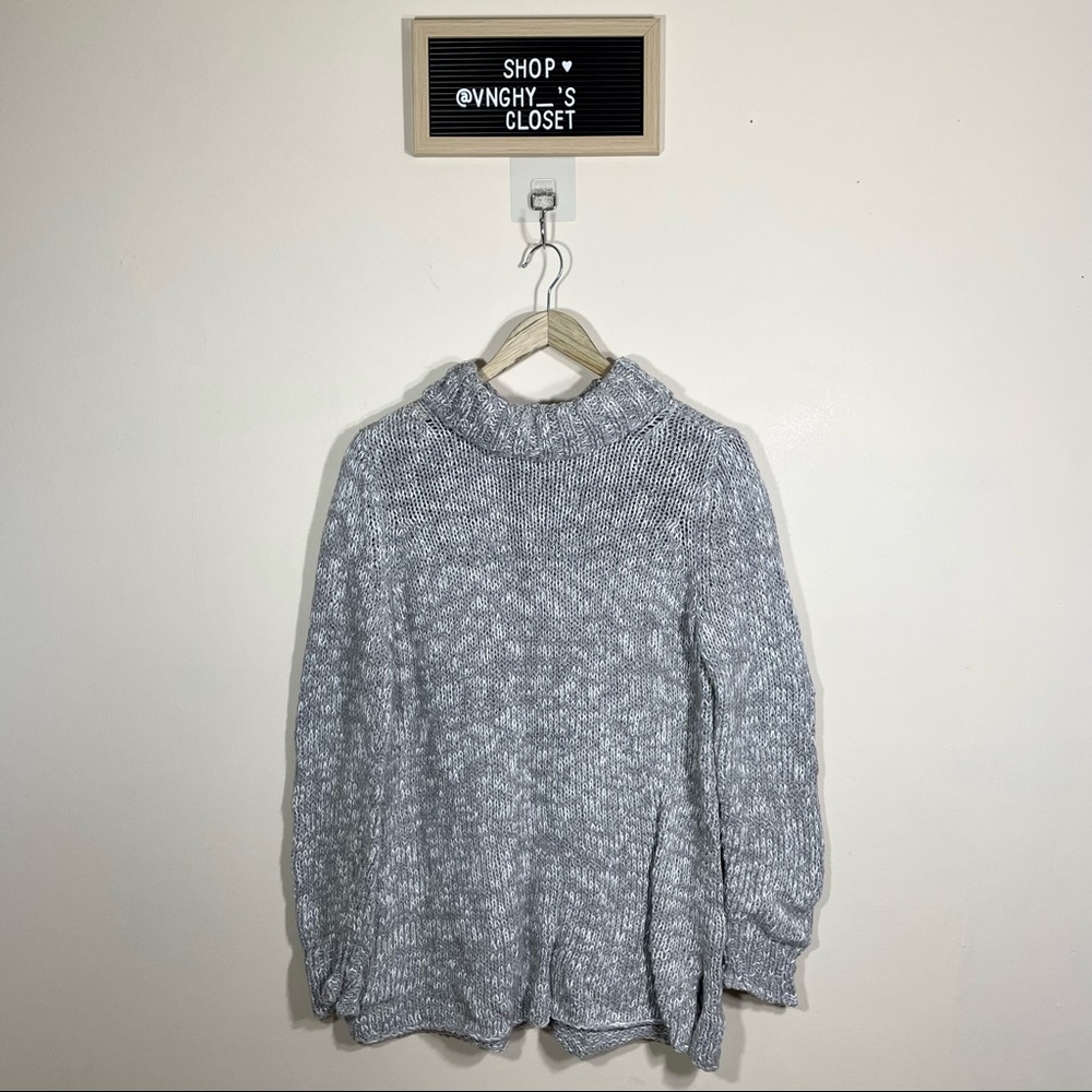 Eileen Fischer Turtleneck Knit Gray Oversized Sweater